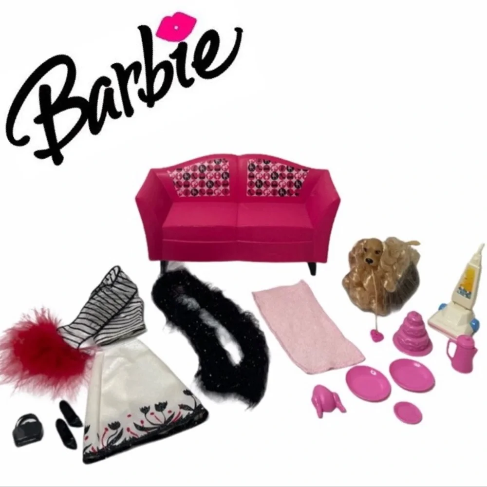 Barbie Furniture Barbie Doll Clothes  Bundle Sweet Home Dollhouse Set Vintage